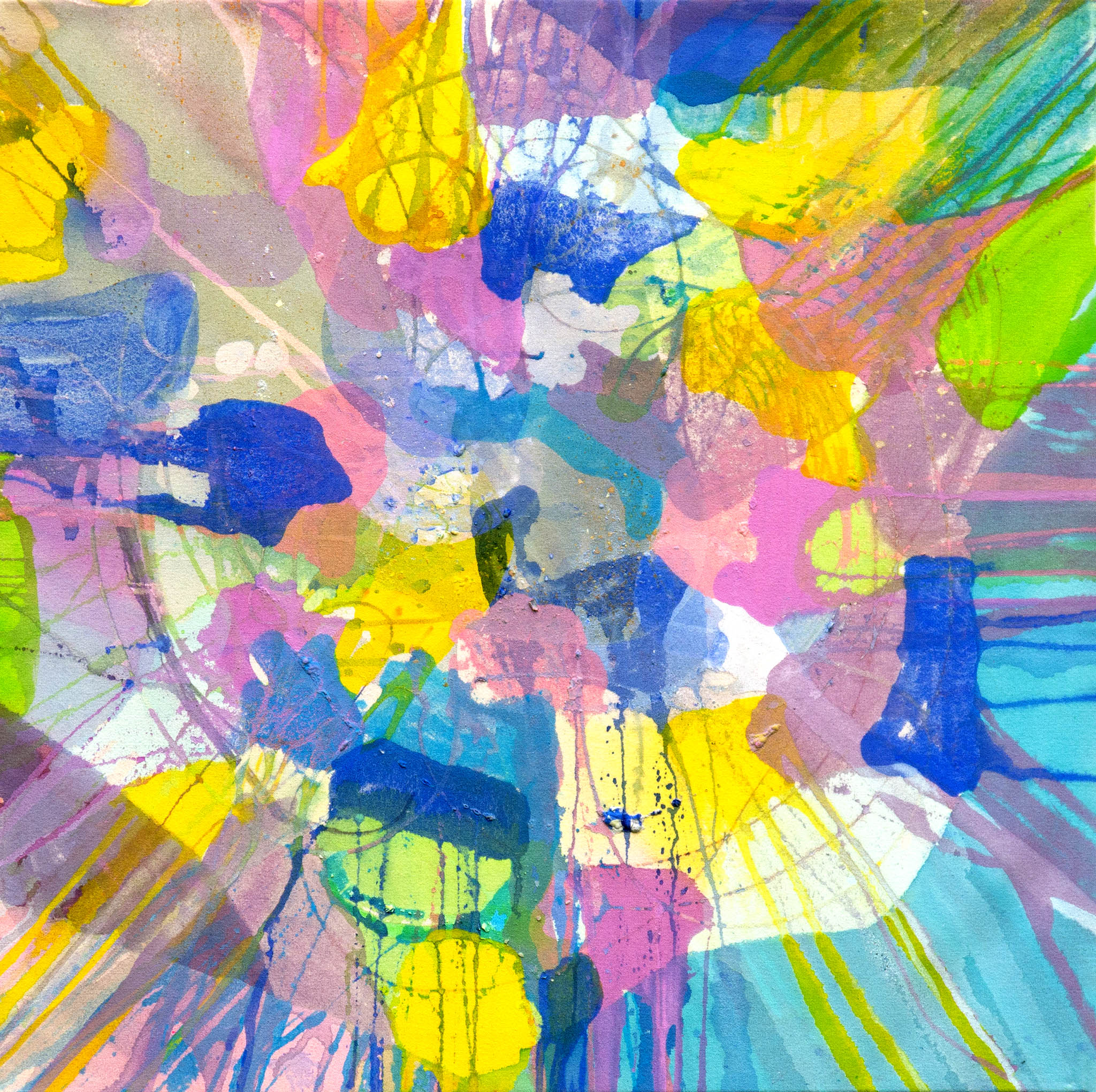 Abstract artwork with vibrant colors and brush strokes
