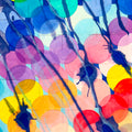 Colorful abstract pattern with circular shapes on a blue background
