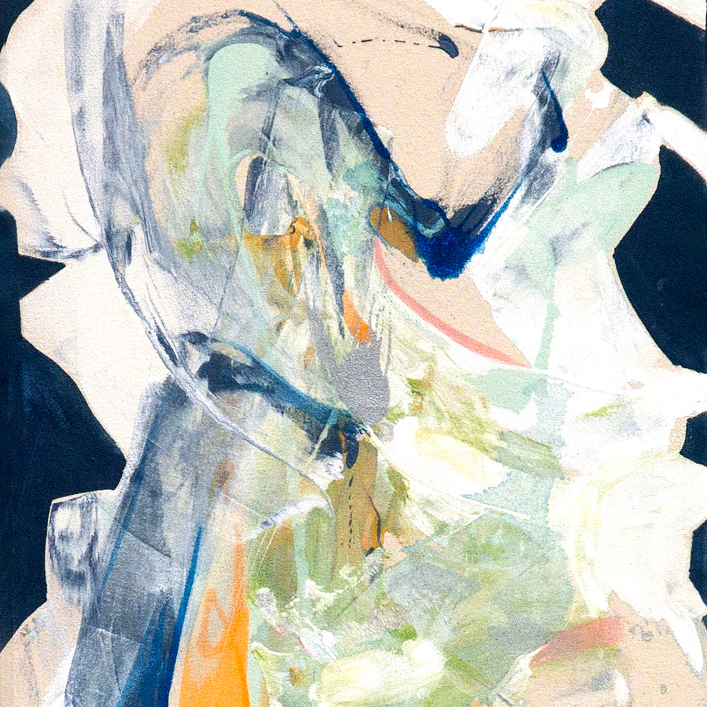 Abstract artwork with a mix of colors and shapes on a textured background