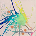 Abstract art with colorful splashes on a textured surface