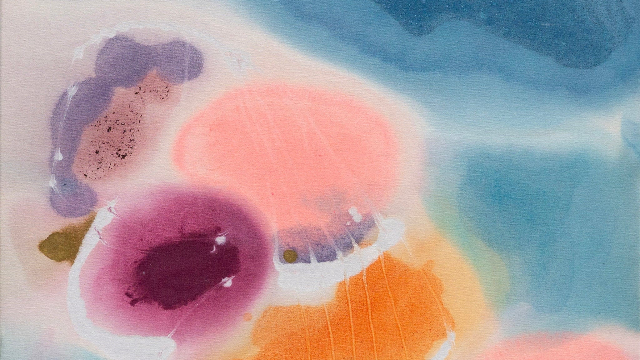 Abstract art with colorful circular shapes on a textured surface